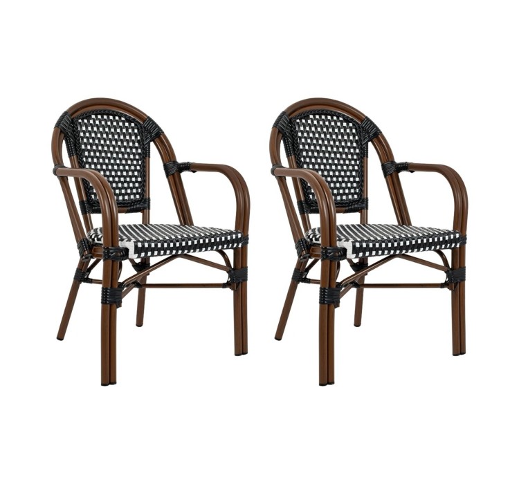 Zestaw 2 krzeseł ogrodowych CAFE PARIS    ARM brązowy rattan