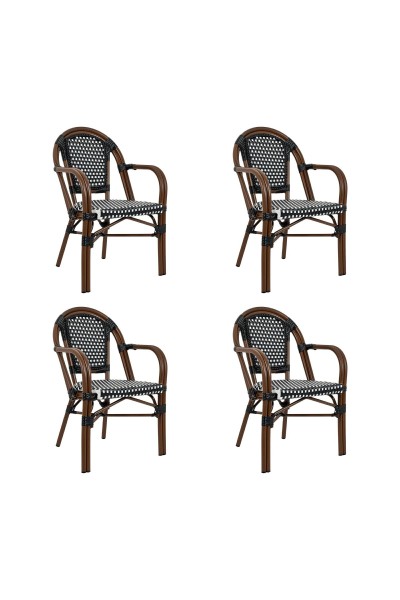Zestaw 4 krzeseł ogrodowych CAFE PARIS    ARM brązowy rattan