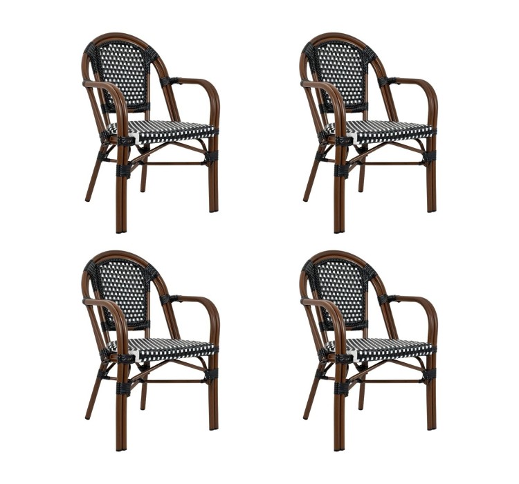 Zestaw 4 krzeseł ogrodowych CAFE PARIS    ARM brązowy rattan
