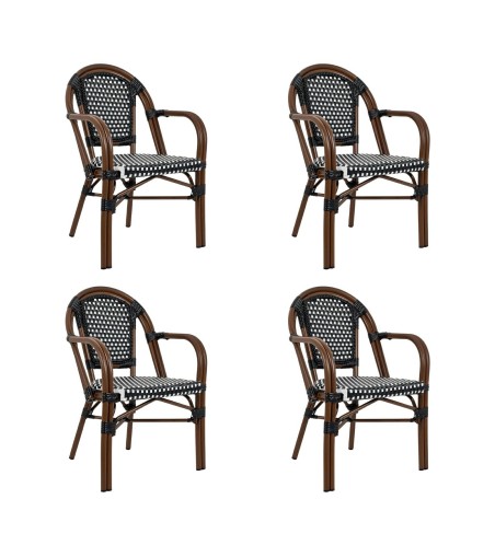 Zestaw 4 krzeseł ogrodowych CAFE PARIS    ARM brązowy rattan