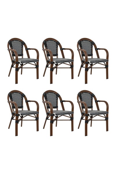 Zestaw 6 krzeseł ogrodowych CAFE PARIS    ARM brązowy rattan