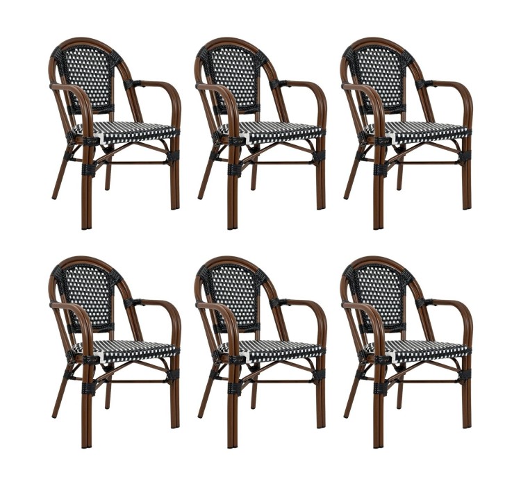 Zestaw 6 krzeseł ogrodowych CAFE PARIS    ARM brązowy rattan