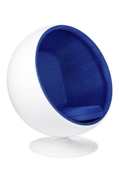 Fotel BALL biało-niebieski - włókno szklane