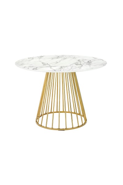 Stół GLAM MARBLE 110 - MDF, złota podstawa