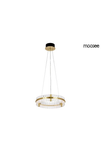 MOOSEE lampa wisząca SATURNUS 47 złota - LED, kryształ, stal szczotkowana