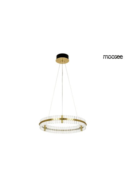 MOOSEE lampa wisząca SATURNUS 70 złota - LED, kryształ, stal szczotkowana
