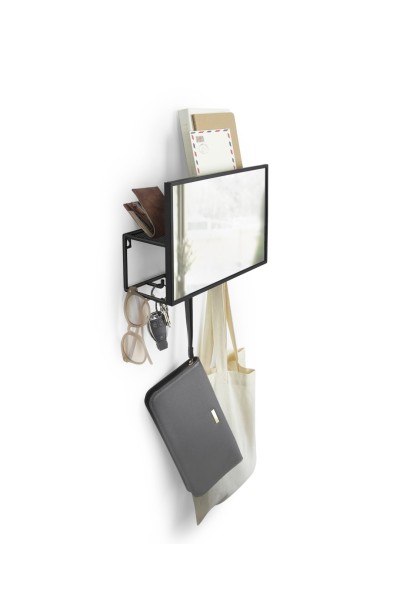 UMBRA organizer ścienny z lustrem CUBIKO czarny