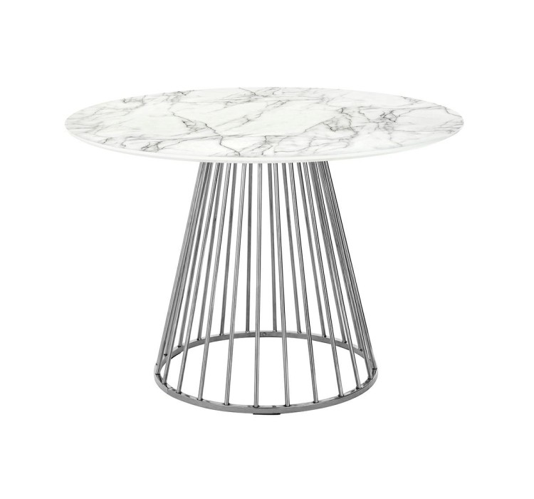 Stół GLAM MARBLE 110 - MDF, chromowana podstawa