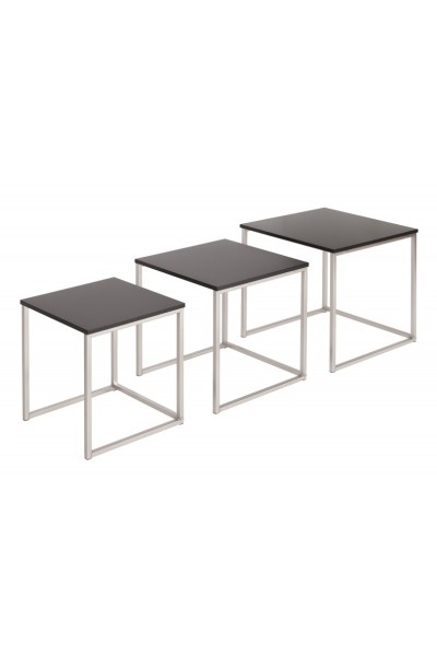 INVICTA zestaw stolików NEW ELEMENTS czarny - MDF, podstawa chromowana