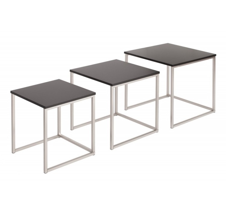INVICTA zestaw stolików NEW ELEMENTS czarny - MDF, podstawa chromowana