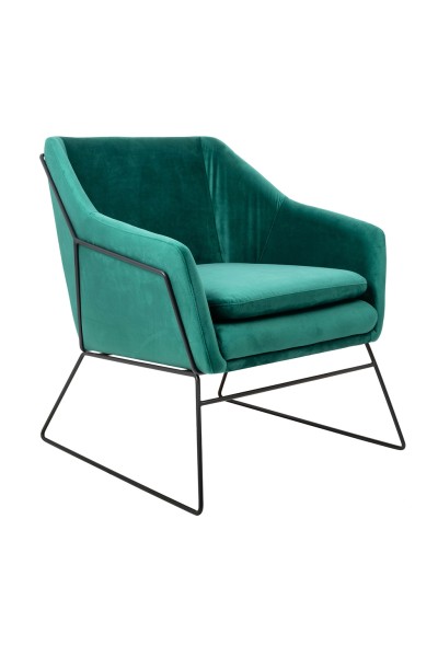 Fotel EMMA VELVET ciemny zielony -        welur, metal