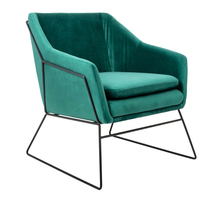Fotel EMMA VELVET ciemny zielony -        welur, metal