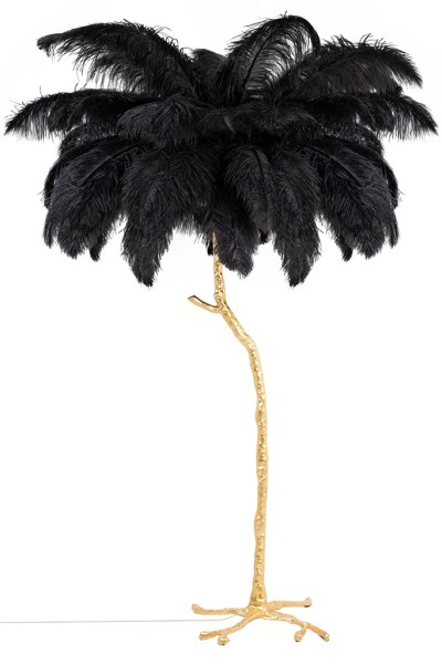 MOOSEE lampa podłogowa TIFFANY 175        czarna mosiądz / naturalne pióra