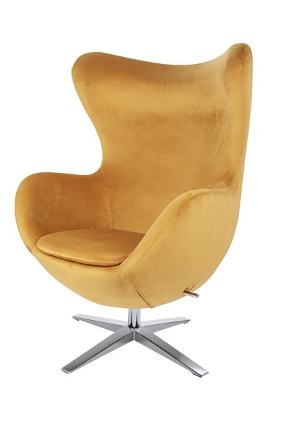 Fotel EGG SZEROKI VELVET musztardowy
