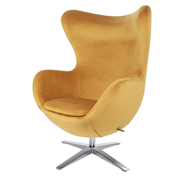 Fotel EGG SZEROKI VELVET musztardowy