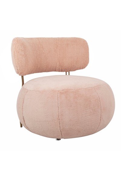 Fotel LOW TEDDY PINK różowy - stal