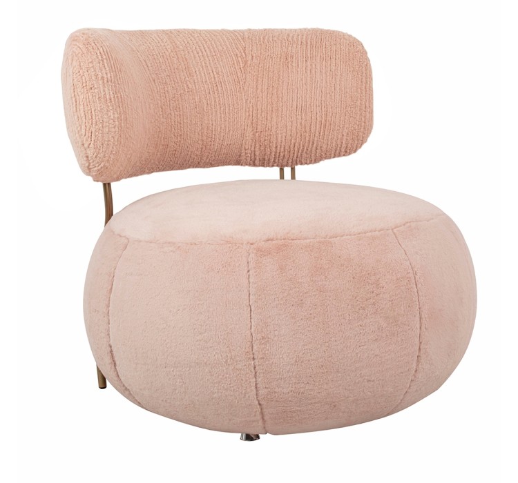 Fotel LOW TEDDY PINK różowy - stal