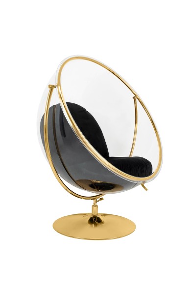 Fotel BUBBLE STAND 2 GOLD VELVET poduszka czarna