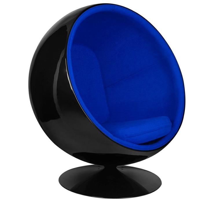 Fotel BALL BLACK niebieski - włókno       szklane, metal