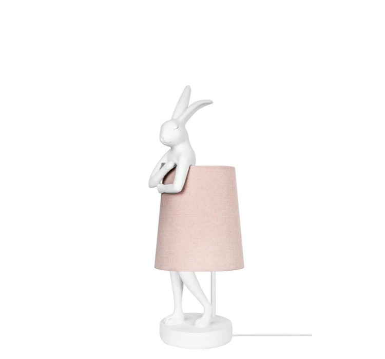 KARE lampa stołowa RABBIT 50 cm  biała / różowa