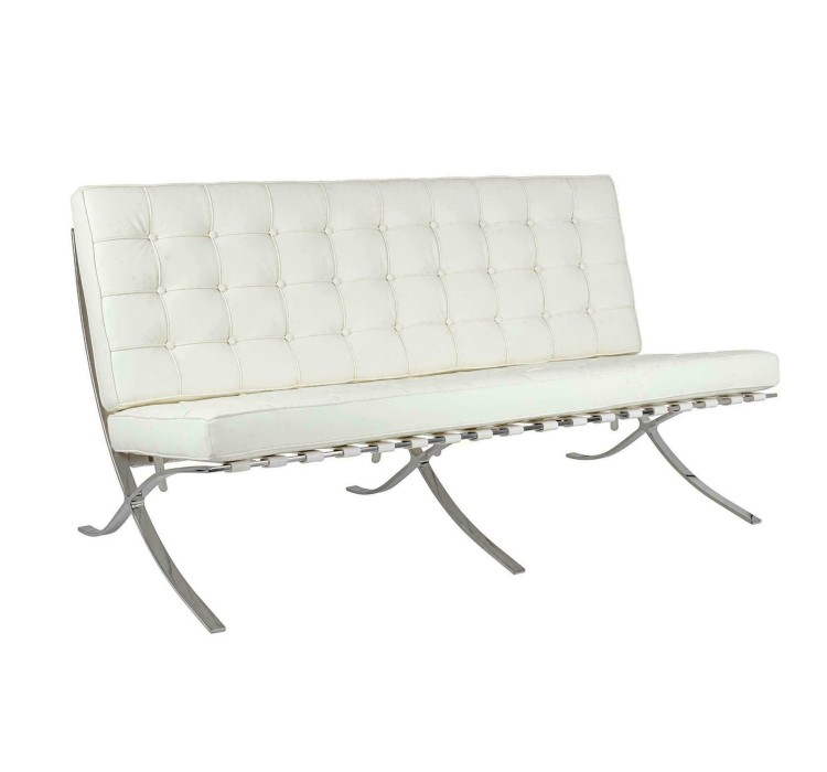 Sofa trzyosobowa BARCELON PRESTIGE PLUS biała - włoska skóra naturalna