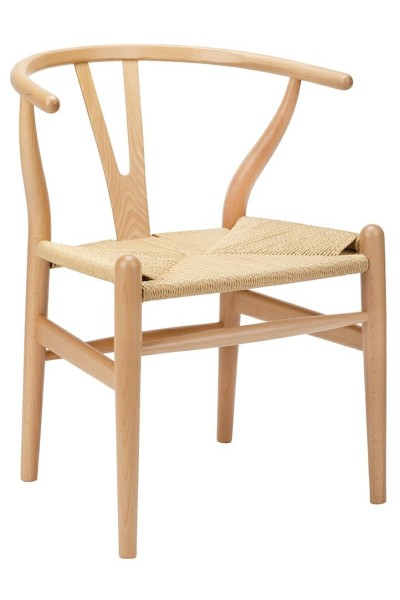 Krzesło WISHBONE natural - drewno bukowe, naturalne włókno