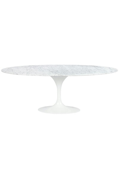 Stół TULIP ELLIPSE MARBLE CARRARA 200     biały - marmur, metal