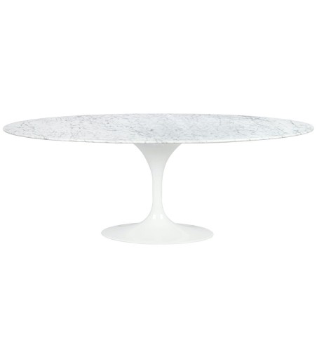 Stół TULIP ELLIPSE MARBLE CARRARA 200     biały - marmur, metal