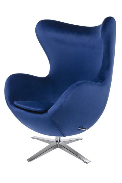Fotel EGG SZEROKI VELVET ciemny niebieski.49 - welur, podstawa stal