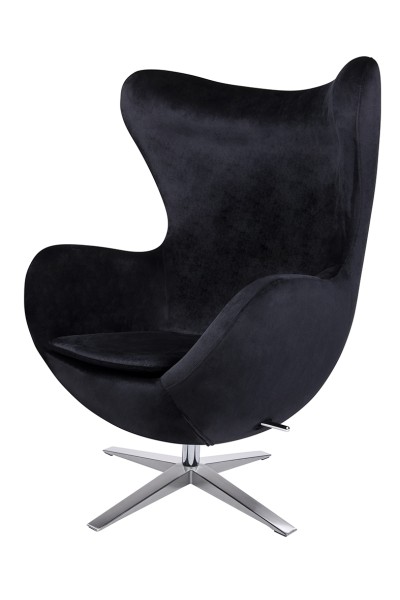 Fotel EGG SZEROKI VELVET czarny.50 - welur, podstawa stal