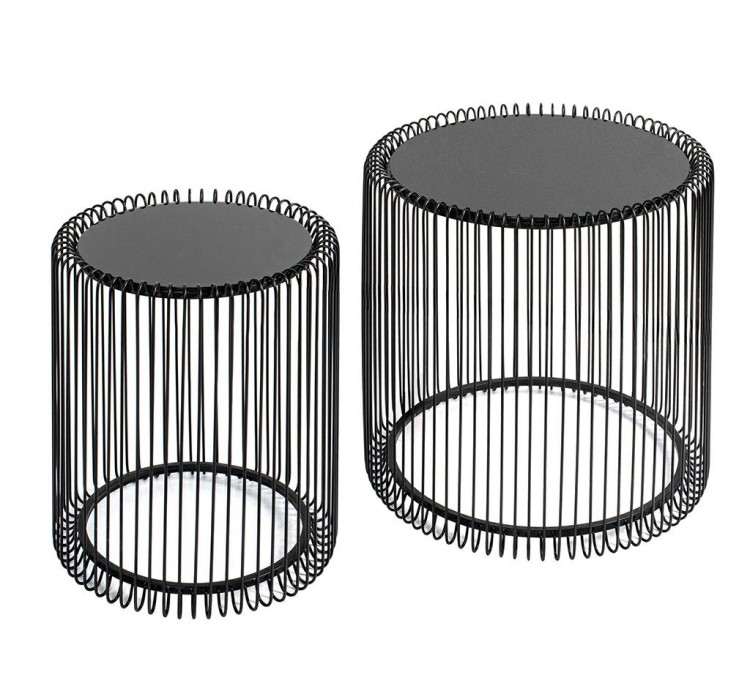 KARE zestaw stolików kawowych WIRE 44 cm czarny
