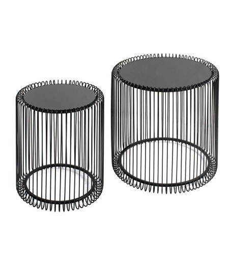 KARE zestaw stolików kawowych WIRE 44 cm czarny