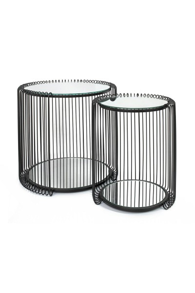 KARE zestaw stolików WIRE DOUBLE II czarny