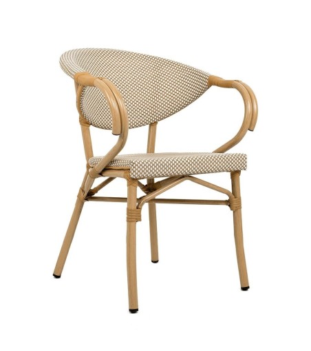 Krzesło ogrodowe CAFE BISTRO PARIS ARM    beżowe rattan