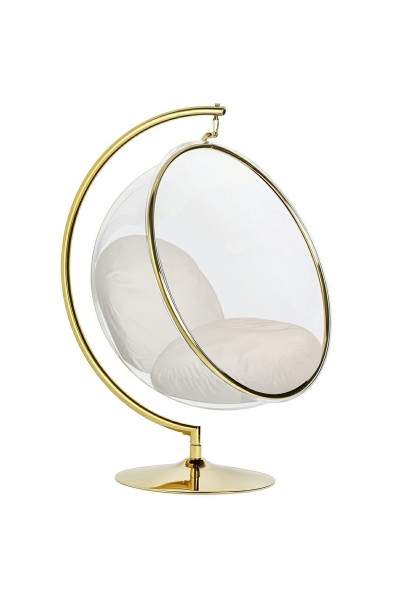 Fotel BUBBLE STAND GOLD VELVET poduszka beżowa