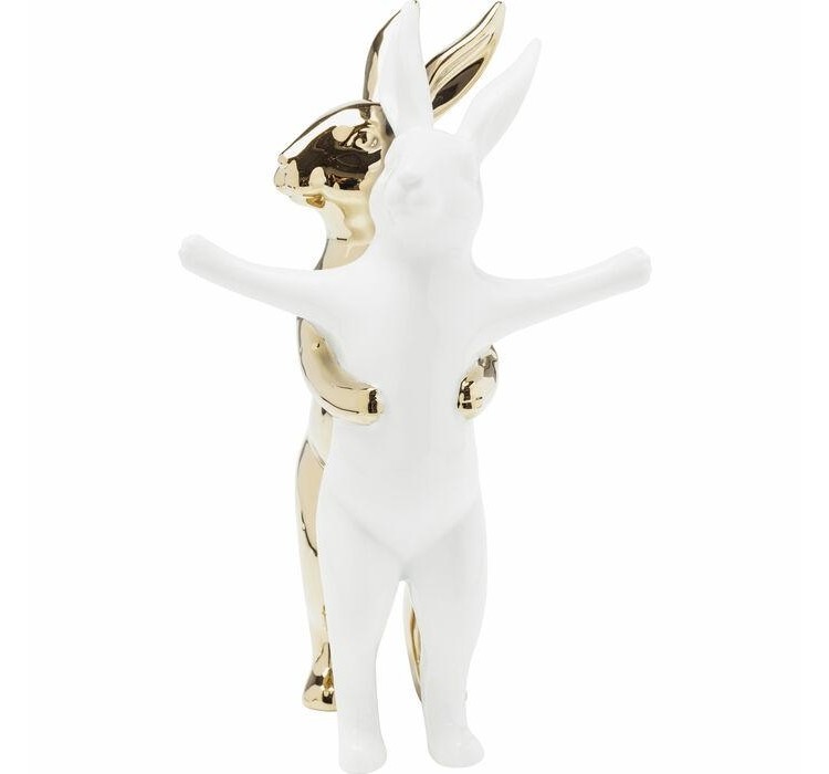 KARE figurka dekoracyjna HUGGING RABBITS biało-złota