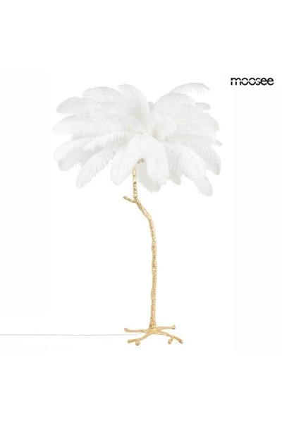 MOOSEE lampa podłogowa TIFFANY 175 biała  mosiądz / naturalne pióra
