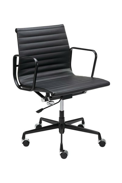 Fotel biurowy BODY PRESTIGE PLUS czarny  - skóra naturalna, aluminium