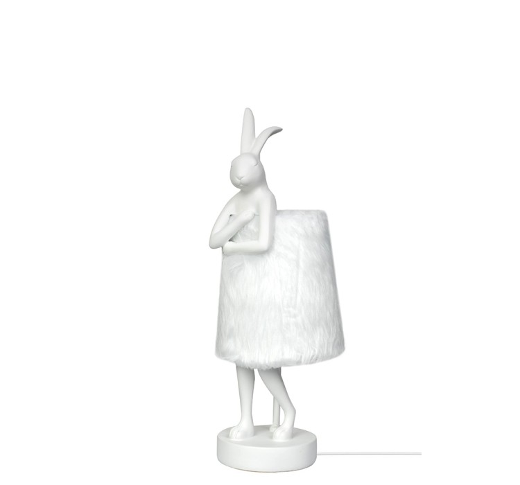 KARE lampa stołowa RABBIT FUR 50 cm       biała / srebrna