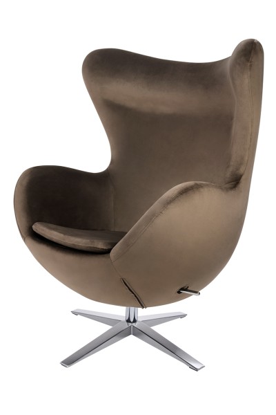 Fotel EGG SZEROKI VELVET ciemny brąz.81  - welur, podstawa stal