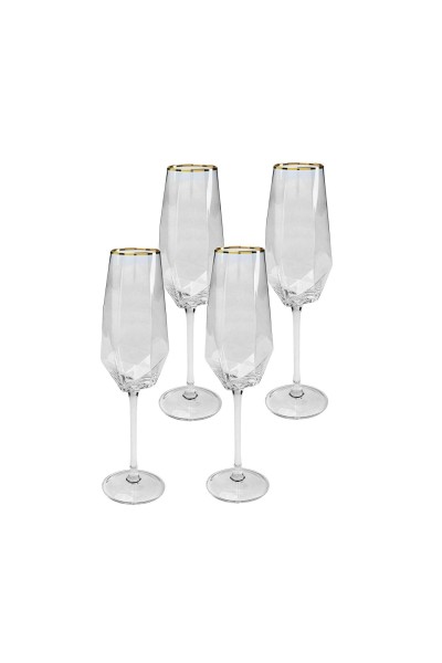 KARE komplet 4 kieliszków do szampana     DIAMOND RIM 360 ml