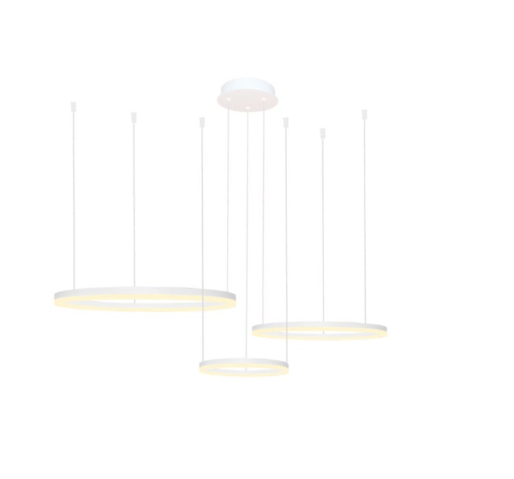 AZZARDO lampa wisząca HALO 80+60+40 CCT   DIMM z pilotem biała
