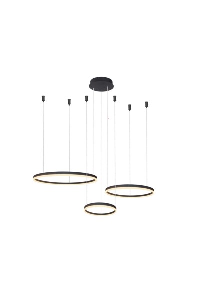 AZZARDO lampa wisząca HALO 80+60+40 CCT   DIMM z pilotem czarna