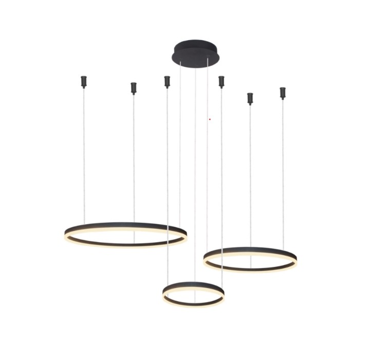 AZZARDO lampa wisząca HALO 80+60+40 CCT   DIMM z pilotem czarna