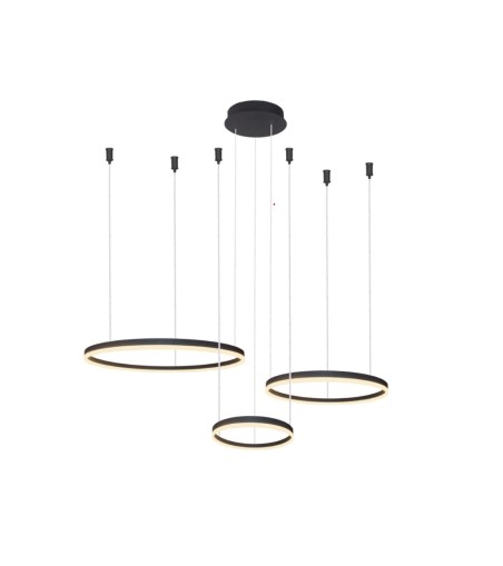 AZZARDO lampa wisząca HALO 80+60+40 CCT   DIMM z pilotem czarna