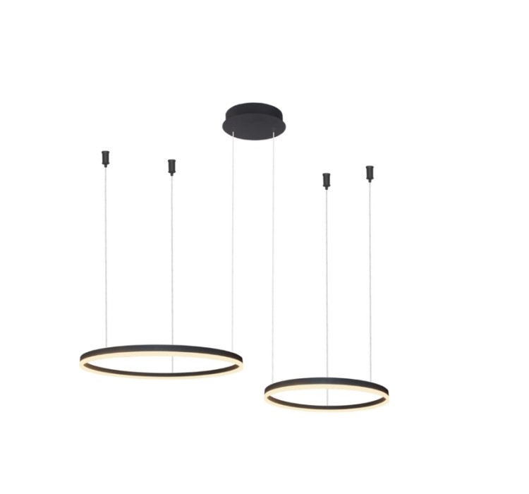AZZARDO lampa wisząca HALO 80+60 CCT      DIMM GO z pilotem czarna
