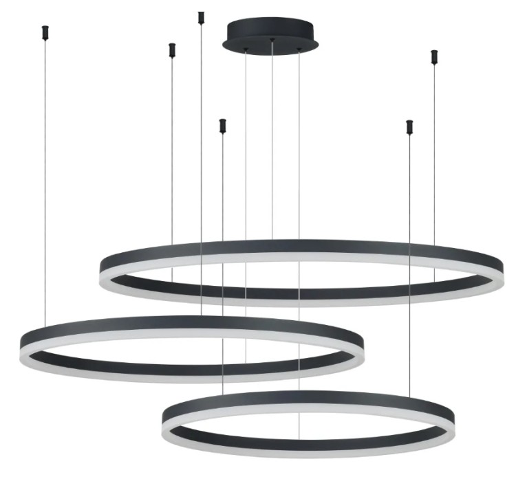 AZZARDO lampa wisząca HALO 100+80+60 GO   czarna