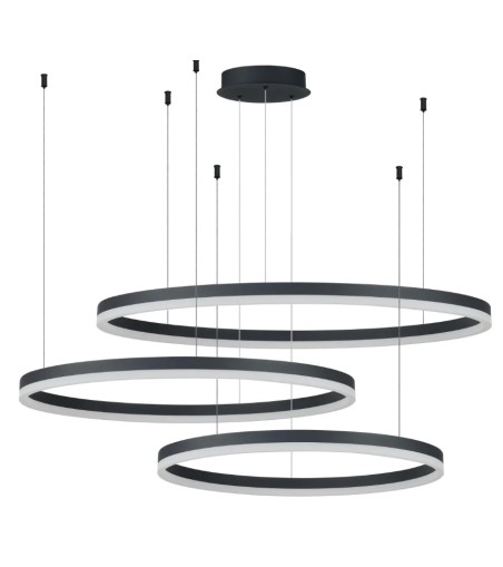 AZZARDO lampa wisząca HALO 100+80+60 GO   czarna