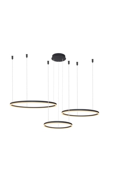 AZZARDO lampa wisząca HALO 100+80+60 CCT  DIMM z pilotem czarna