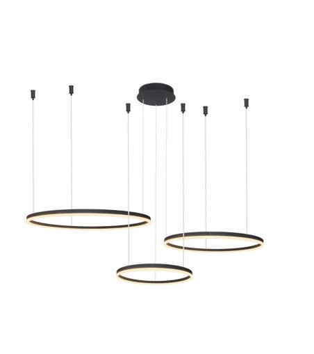 AZZARDO lampa wisząca HALO 100+80+60 CCT  DIMM z pilotem czarna